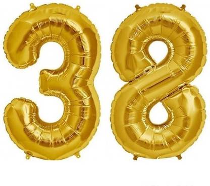 Style Mania Solid Golden Eight '38' Number/Digit/Numerical Foil Balloon Balloon