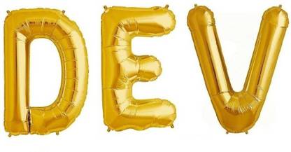 CC&S Solid "DEV" Name Decoration Letter Foil Balloon For Birthday/Celebration/Surprise/Wedding Party Letter Balloon