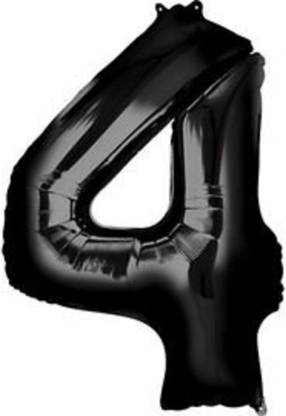 Balloons Solid 40" Number "4" Black Super Shape Foil Balloon Letter Balloon