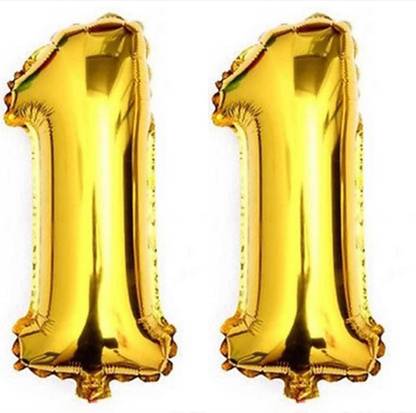 Style Mania Solid Golden Eleven '11' Number/Digit/Numerical Foil Balloon Balloon