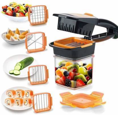 Global Mart Plastic Vegetable Dicer Chopper 5 in 1 Multi-Function Slicer with Container Onion Cutter Kitchen Vegetable & Fruit Chopper