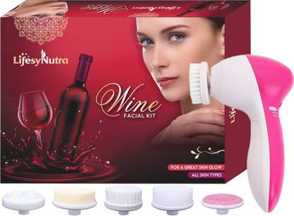 Lifesy Nutra Red Wine Facial Kit (375g) + 5 in 1 Facial Massager