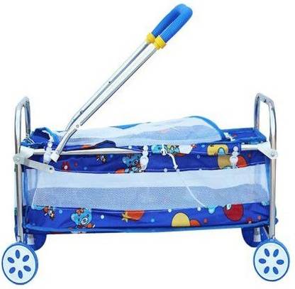 बेबी लव Newborn Baby Cradle,Swing,Jhula, Palna, Bassinet with Mosquito Net Bassinet (Blue) बैसिनेट