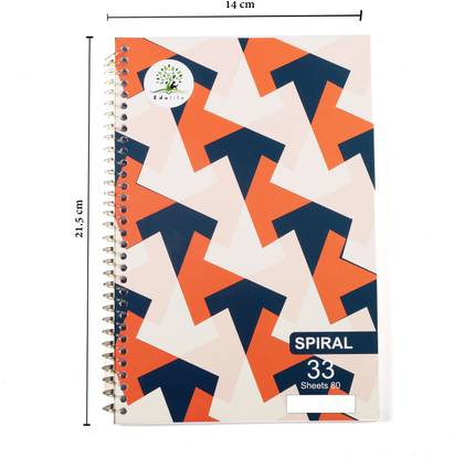 Edulife 33 No. Spiral pad Regular Note Pad 1 Side Ruled 1 Side Plain 160 Pages