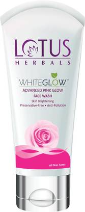 LOTUS HERBALS WhiteGlow Advanced Pink Glow  For Skin Brightening & Gentle Cleansing with Anti-Pollution Property, Preservative Free formula Face Wash