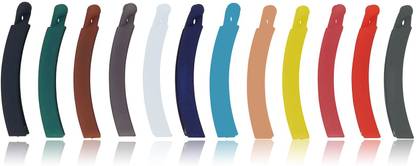 Rubela Banana Clips Thick Curved Matte Basic Colors, Medium size (Pack of 12) Banana Clip