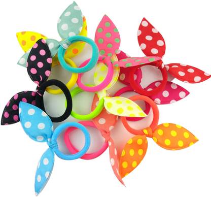 Kidzoo Girls Polka Dot Print Rubber Bands Style Ponytail Holder Bow Kids Rabbit Ear Hair Band Headband Tie Rubber Band