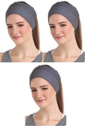 Bismaadh Headbands for Women & Men Yoga Elastic Head Wrap Hair Band Light Grey (Pack of 3) Head Band