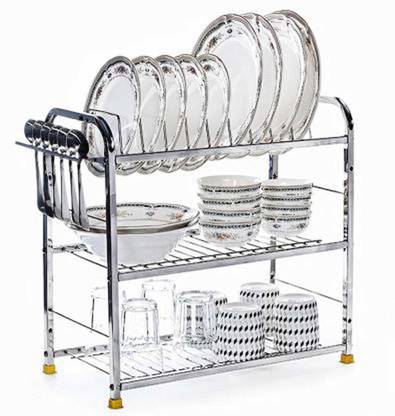Maxtan Utensil Kitchen Rack Steel 3 Shelf Dish Rack | Modular Kitchen Utensils Rack | 18 L x 18 H inch Storage Basket | Utensil Kitchen Rack
