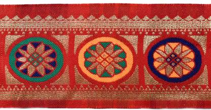 Rut Silk Mills Saree Lace Border Multi Chakra Red 9 Meter Lace Reel