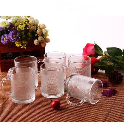 happy penguin Costa Dotted Coffees Tea Cups With Handle , Set Of 6 , 220 ML Glass Coffee Mug