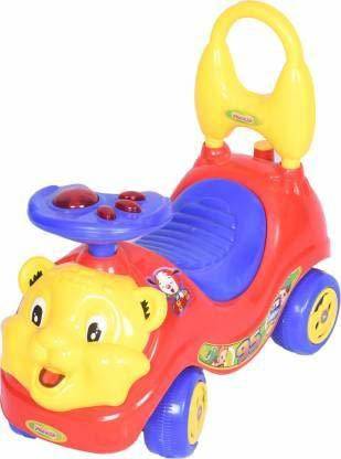 Huge Basket Lion Rider and Push Along Buggy Car Colourful First Steps Toddler Walker Learning Toy with Sound (Multi)
