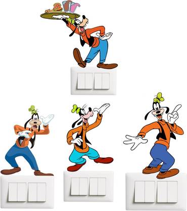 Decoration Designs 12 cm "Cartoonistic" Decorative switch Board sticker size (Pack of 3) Self Adhesive Sticker