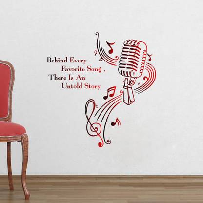 Delight Decor 58 cm Mic With Quotes Self Adhesive Sticker