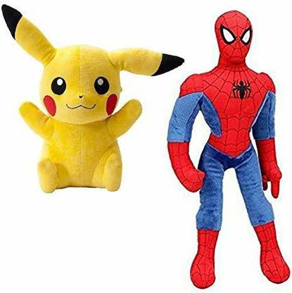 Crispy toys Spiderman & Pikachu Soft toy for Kids Playing teddy Bear in size Of 38 & 26 Cm long  - 38 cm