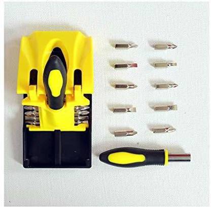 HATTK Mini Tool Kit Car Shape, Home, Garage, Bike | With Pop-out Button Open | 11 Pcs Combination Screwdriver Set