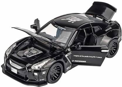 ARNIYAVALA 1: 32 Alloy Metal Nissan GTR Pull Back Diecast Car Model with Sound Light Mini Auto Toy Vehicles for Kids