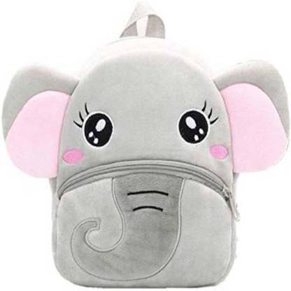Balni Sarin Premium Quality Soft ELEPHANT Velvet Plush Bag for Kids Waterproof Plush Bag (Grey, 12 L) Plush Bag
