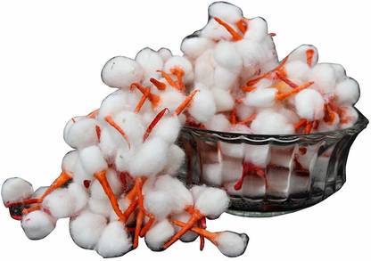 SAMAST Cotton Hand Made Aarti Wick (Red,White) Diya Bati Jot Bati Sold by Garvita Puja Samagri (6 Packets, Approx 80 Wicks in Each Packet ) Cotton Wick