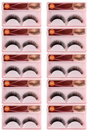 HNB23 Soft 100% Natural Black Thick Long False Eyelashes Makeup Extension Pack Of 10 Pair Fake Eyelashes