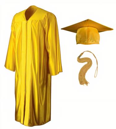 MeraConvocation Yellow Shiny Convocation Gown and Cap Graduation Gown
