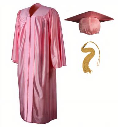 MeraConvocation Pink Shiny Convocation Gown and Cap Graduation Gown