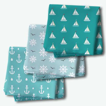 Dexter Darzi Stylish Cool Printed Men's 100% Organic Pure Cotton Handkerchiefs (Pack of 3) ["Blue"] Handkerchief