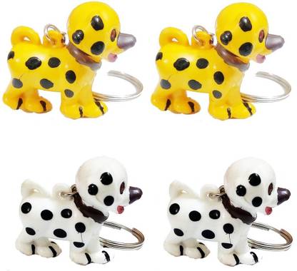kd collections DOG-WH2YL2 - (4 Pcs) Cute Small Puppy Dog Keychain Keyring Multicolor Key Chain