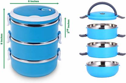 VibeX XIXI - Food Container | Tiffin Handheld Leak Proof 3 Containers Lunch Box