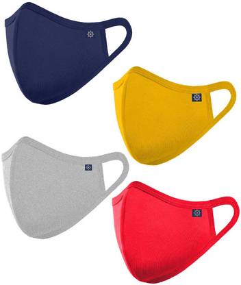 OCEAN RACE Cotton Anti Pollution 3 Layer Reusable Face Mask-Multi Color-Pack of 4 OCR-MASK-COMB-P_4 Cloth Mask With Melt Blown Fabric Layer