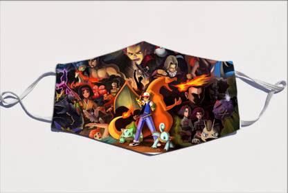 Porwal's Ash , pikachu and all pokemon team with ash printed face mask Washable Cloth Mask