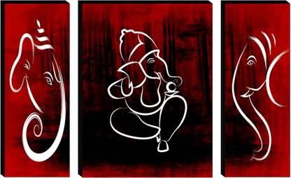 saf Ganesha Set of 3 Digital Reprint 12 inch x 18 inch Painting
