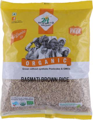 24 mantra ORGANIC Organic Basmati Rice Premium Brown/Chawal (Unpolished) Brown Basmati Rice (Medium Grain)
