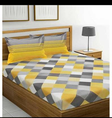 GOYAL GROUP 126 TC Cotton Double Checkered Flat Bedsheet