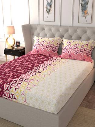 Urban Space Cotton Double Flat 180 TC Geometric Bedsheet