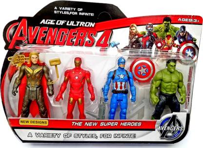 saiyam momento Avengers Super Heroes Action Figure Toys Set for Legend Kids (Iron Man/ Hulk/Captain America/ batman) Avengers 2 Age of Ultron Action Figure, The New Super Heroes Big Power (Pack of 4 size 12CM)
