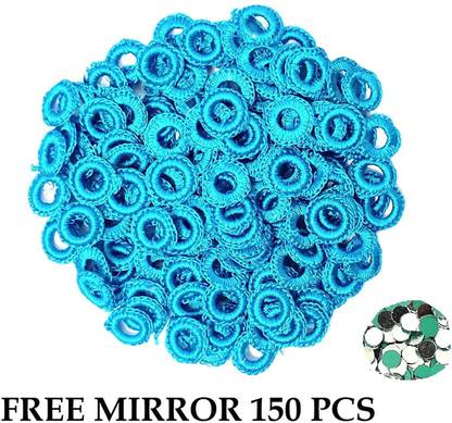 Crafto Fabric Small Mirror Frames and Mirrors for Embroidery Works (Teal, 8 mm/1.7 cm)