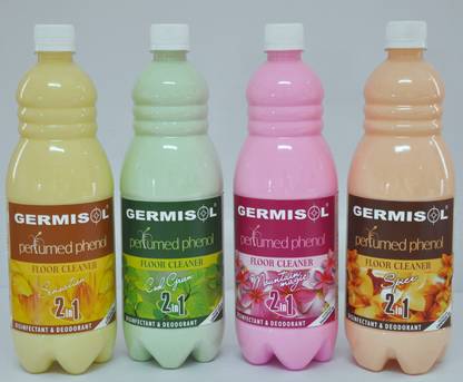 GERMISOL Perfumed Herbal Phenyle 1L (Pack of 4) Rose, Lemon Grass, Eucalyptus, Citronella.