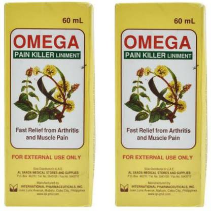 OMEGA Pain killer Liniment Oil 60ml [Pack of 2] Imported Liquid