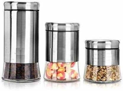 tyche enterprise Plastic, Steel Grocery Container  - 880 ml, 550 ml, 350 ml