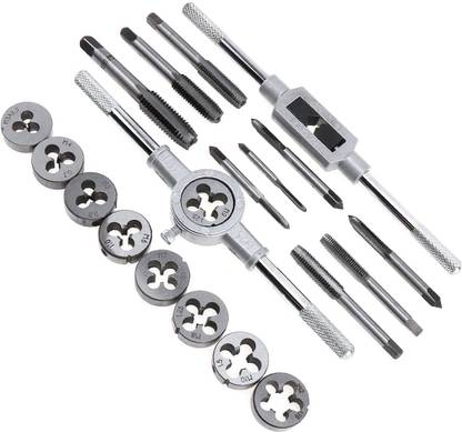uptodateprouducts 20pcs/lot Mini Tap & Die Set 1/16-1/2 Inch NC Screw Thread Plugs Taps Alloy Steel Hand Screw Taps Die Handle