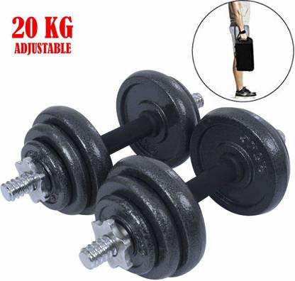 FITSY Adjustable Dumbbell Set - 20 kg Cast Iron Dumbbell and Rod Set (AR2524) Adjustable Dumbbell