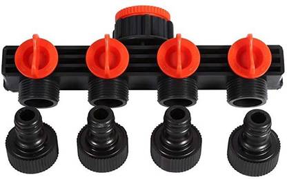 Lekh Enterprise 4 Way Faucet Hose Pipe Connectors Splitter Drip for Garden Home Irrigation, Set of 1, Hose Connector