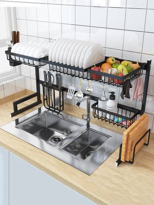 MIXINPRO Dish Drainer Kitchen Rack Steel Kitchen Dish Rack/Kitchen Utensils Rack/Modern Kitchen Storage Rack/Kitchen Organizer/Modular Kitchen Storage Rack/Utensils Rack with Plate & Cutlery Stand