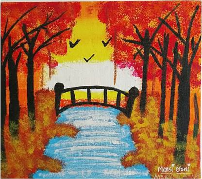 Pingdreams Autumn Landscape, Autumn Landscape Painting For Beginners