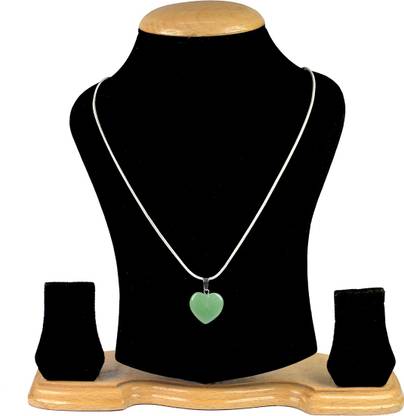 REIKI CRYSTAL PRODUCTS Natural Crystal Green Jade Pendant Heart Pendant Crystal Pendant Heart Shape Stone Pendant Reiki Healing Pendant With Silver Polish Metal Chain Healing Stone Pendant With Chain - Pendant Size 15-20 mm Approx Jade, Crystal Crystal Pendant