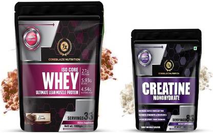 Coreblaze Nutrition ISO CORE Isolate 90%,27g Protein,5.9g BCAA,4.5g Glutamine/2.2 lbs With Creatine Whey Protein