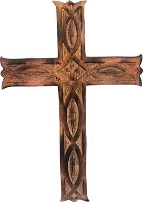 All About Wood Christian Cross For Home/Chruch (Mango Wood, Size: 18 x 12 Inches) Decorative Showpiece  -  45.5 cm
