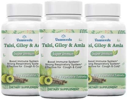Vaamveda Tulsi Giloy Amla Immunity Booster Tablets ,Cures Cough Cold,Stronger Lungs