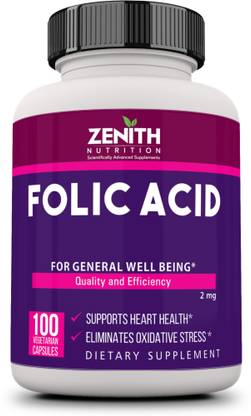 Zenith Nutrition Nutrition Folic Acid 2mg-100 Nos Lab tested